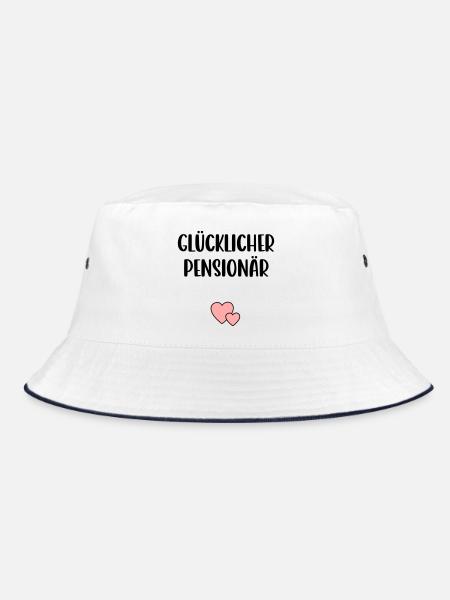 Glücklicher Pensionär Herz - Bucket Hat - Weiß/Navy - Vorne