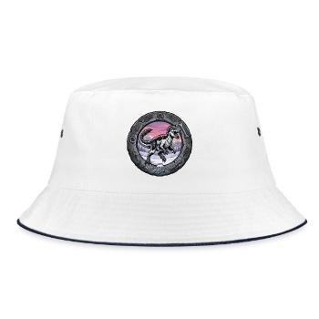 Dino Ring: YuTyrannos in a fossil frame - Bucket Hat - white/navy - Front