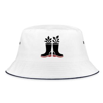 Gummistiefel Pflanzen Icon - Bucket Hat - Weiß/Navy - Vorne