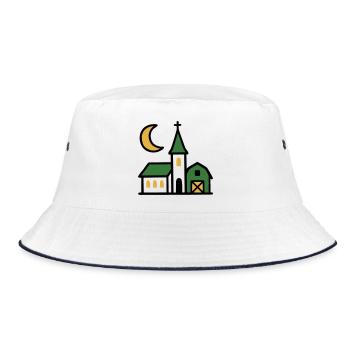 Village Church Moon Artwork - Bucket Hat - white/navy - Front