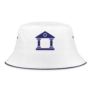 Courthouse Solid Icon Government Justice Building - Bucket Hat - white/navy - Front