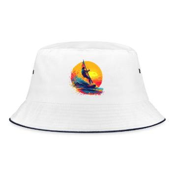 Oldschool Windsurfing - Bucket Hat - white/navy - Front