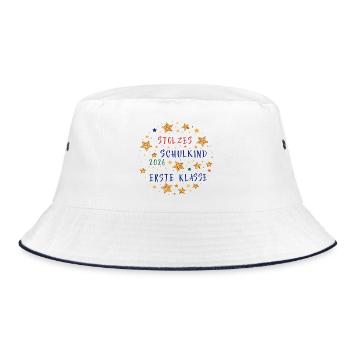 Stolzes Schulkind Erste Klasse 2026 - Bucket Hat - Weiß/Navy - Vorne