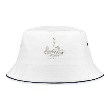 Bushidō Tokio Landschaft Gold - Bucket Hat - Weiß/Navy - Vorne