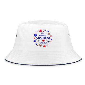 bin jetzt ein Schulkind - Bucket Hat - Weiß/Navy - Vorne