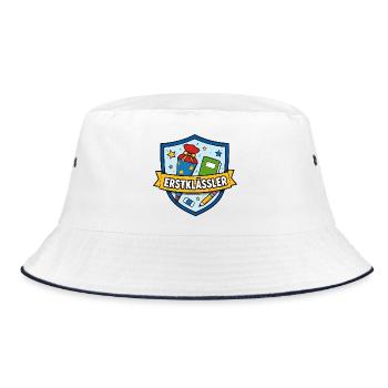 Erstklässler Schulstart Shield - Bucket Hat - Weiß/Navy - Vorne