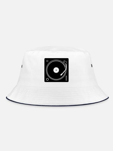 DJ-Plattenspieler - Bucket Hat - Weiß/Navy - Vorne