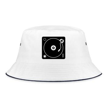 DJ turntable - Bucket Hat - white/navy - Front