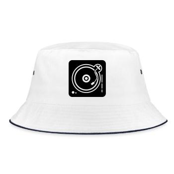 DJ turntable - Bucket Hat - white/navy - Front