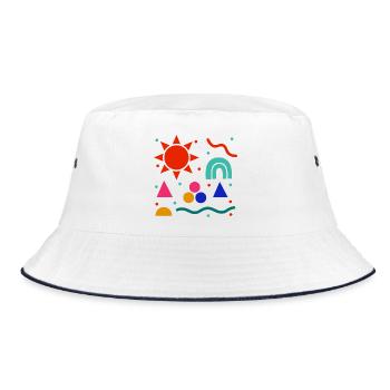 Vivid Geometry Sun Colors Pattern - Bucket Hat - white/navy - Front