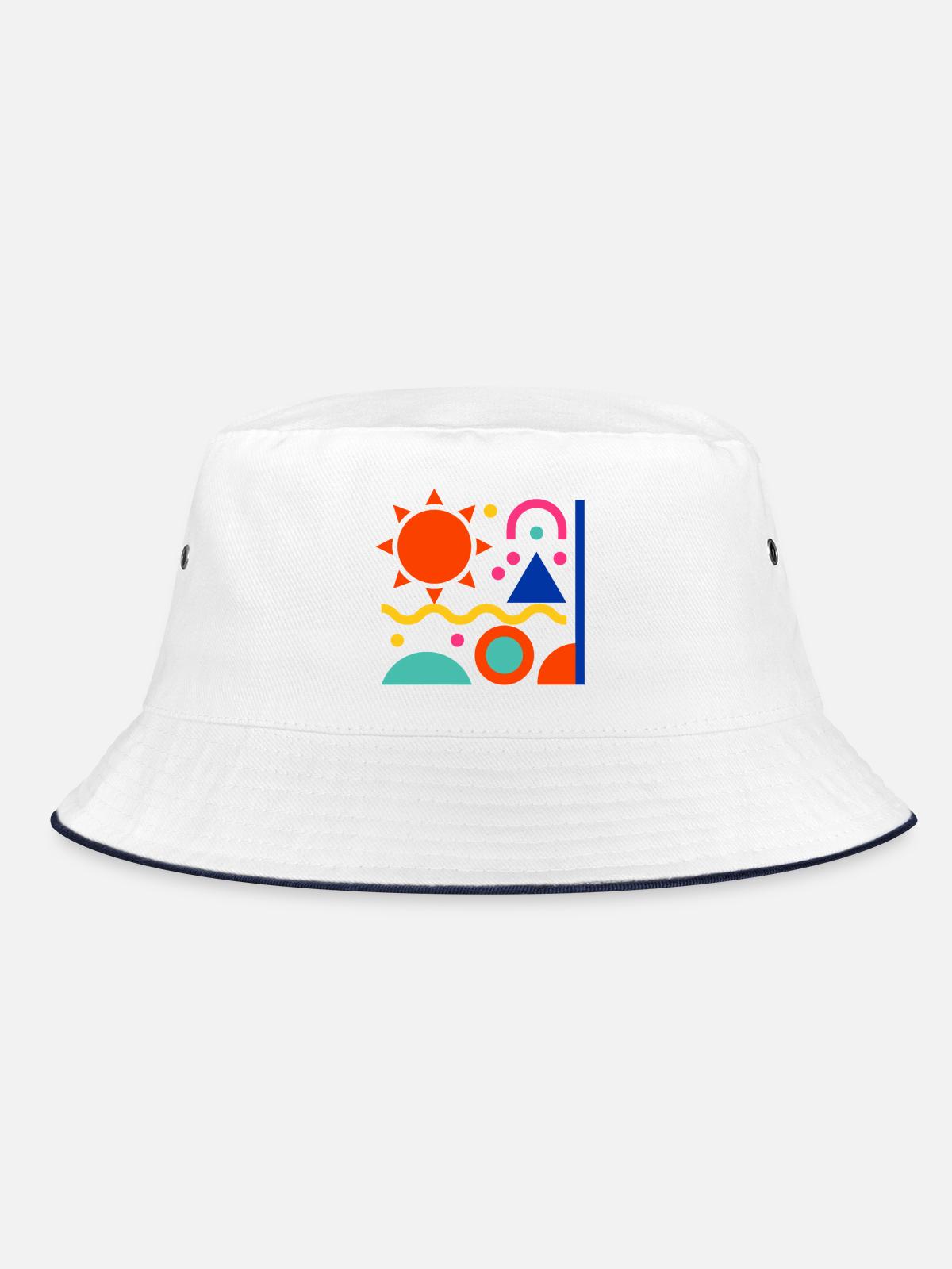 Bunte Formen - Bucket Hat - Weiß/Navy - Vorne