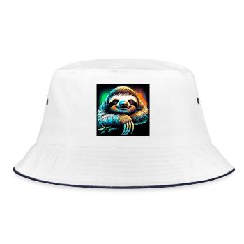 sloth - Bucket Hat - white/navy - Front