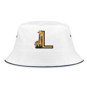 Giraffe and L Print - Bucket Hat - white/navy - Front