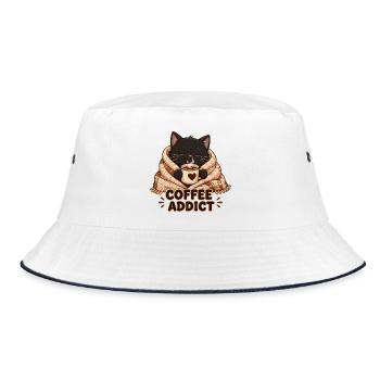 Cats and Coffee - Bucket Hat - white/navy - Front