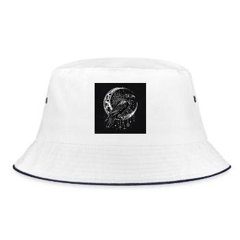 The Raven of Dusk and the Gothic Moon - Bucket Hat - white/navy - Front