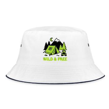 Camping Tent Nature Graphic - Bucket Hat - white/navy - Front