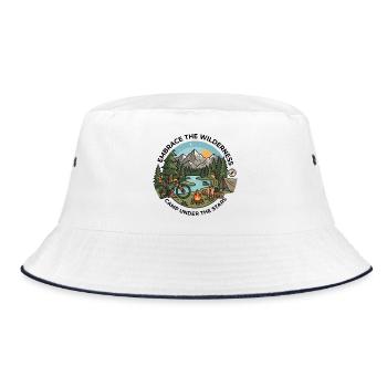 Camp Under The Stars Bikepacking Adventure Tee - Bucket Hat - white/navy - Front
