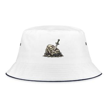 Germanen Schwert Stein - Bucket Hat - Weiß/Navy - Vorne