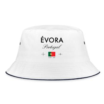 Evora Portugal Koordinaten Reise Souvenir - Bucket Hat - Weiß/Navy - Vorne