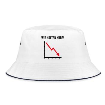 Wir Halten Kurs! (Fortschritt / Abwärts / POS 2C) - Bucket Hat - Weiß/Navy - Vorne