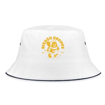 Gruppentier Bienen Gruppe Retro Style - Einfarbig - Bucket Hat - Weiß/Navy - Vorne