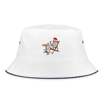 Sophisticate French Poodle Wine & Cheese Original  - Bucket Hat - white/navy - Front
