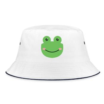 Green Smiling Frog - Bucket Hat - white/navy - Front
