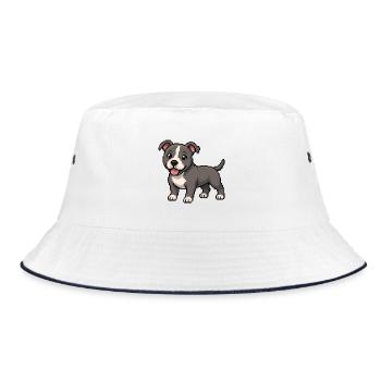 Cute Pitbull – Retro Pixel Art Dog - Bucket Hat - white/navy - Front