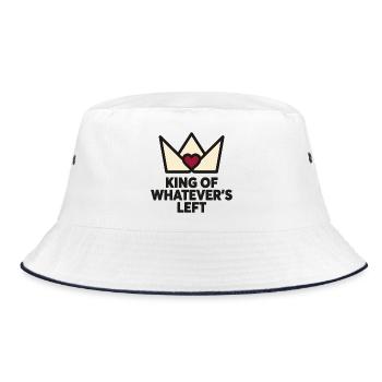 Couple Humor KING OF WHATEVER'S LEFT - Bucket Hat - Weiß/Navy - Vorne