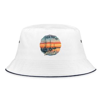 Sails at sunset - Bucket Hat - white/navy - Front