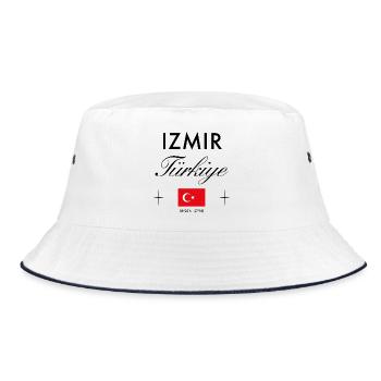 Izmir Turkei Koordinaten Reise Souvenir - Bucket Hat - Weiß/Navy - Vorne