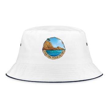 Illustration of landscape with cliff and sea - Bucket Hat - white/navy - Front