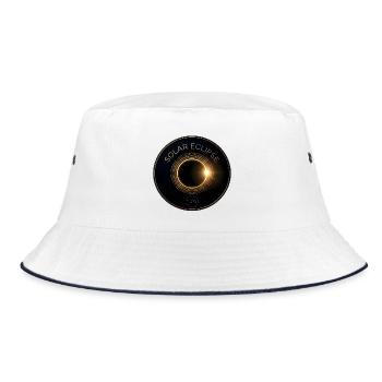 Total Solar Eclipse 2026 Golden Ring Medal Design - Bucket Hat - white/navy - Front