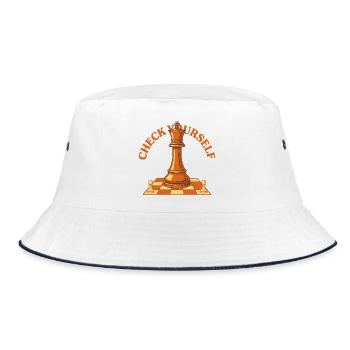 Überprüfe dich selbst - Bucket Hat - Weiß/Navy - Vorne