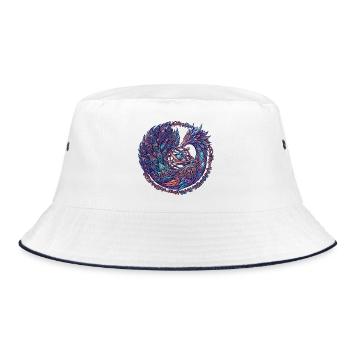 Kosmischer Phönix im Sternkreis - Bucket Hat - Weiß/Navy - Vorne