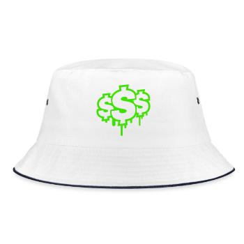Neon Graffiti Dollarzeichen Tropfen - Bucket Hat - Weiß/Navy - Vorne