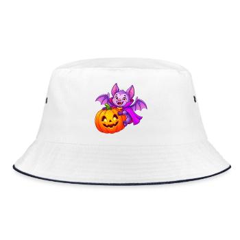 Fledermaus- und Kürbis-Halloween-Zauber - Bucket Hat - Weiß/Navy - Vorne
