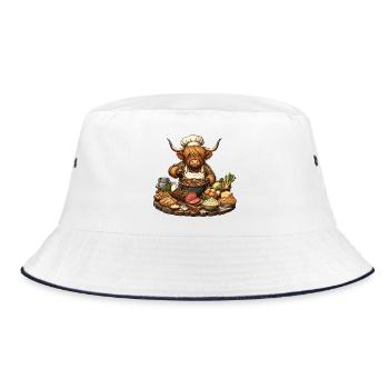 Kuhkochmeister am Herd – Rustikale Küche - Bucket Hat - Weiß/Navy - Vorne