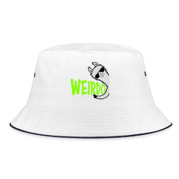 Weirdo Komischer Lustiger Spruch Lama Sonnenbrille - Bucket Hat - Weiß/Navy - Vorne