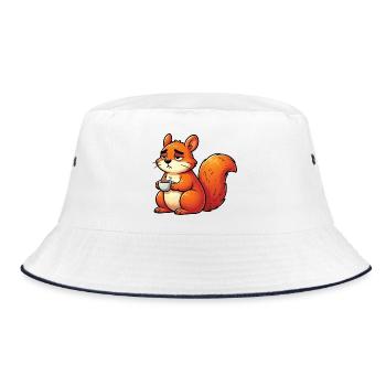 Eichhörnchen Eichhorn Eichhörnchenliebhaber Nager - Bucket Hat - Weiß/Navy - Vorne