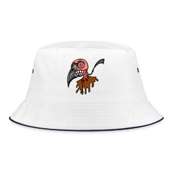Ein Ghul mit Rabenmaske. - Bucket Hat - Weiß/Navy - Vorne