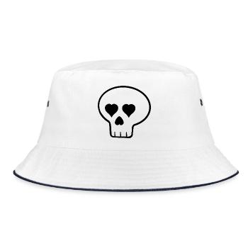 Totenkopf_Herz_schwarz - Bucket Hat - Weiß/Navy - Vorne
