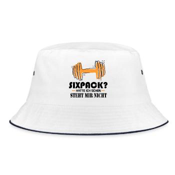 Sixpack hatte ich Boybuilder Sprüche Hantel - Bucket Hat - Weiß/Navy - Vorne