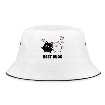 Best Buds Katzen Logo - Bucket Hat - Weiß/Navy - Vorne