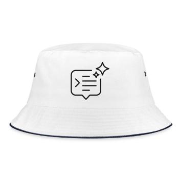 KI-Promptzeilen-Symbol - Bucket Hat - Weiß/Navy - Vorne