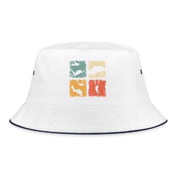 Fallschirmspringen Absprung Freifall Fallschirm - Bucket Hat - Weiß/Navy - Vorne