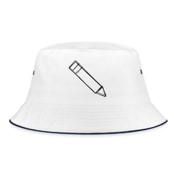 Bleistift handgezeichnet - Bucket Hat - Weiß/Navy - Vorne