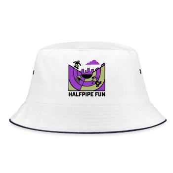Halfpipe Skatepark Logo - Bucket Hat - Weiß/Navy - Vorne
