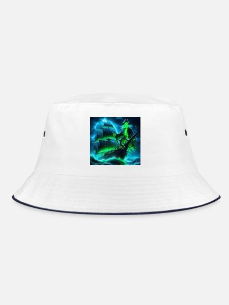 Halloween piratenschiff - Bucket Hat - Weiß/Navy