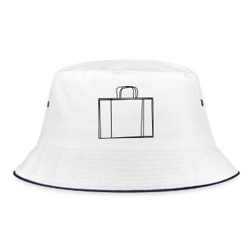 Koffer handgezeichnet - Bucket Hat - Weiß/Navy - Vorne
